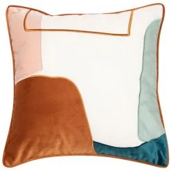 Malini Modern Abstract Rust, Teal & Blush Designer Cushion (45x45m)