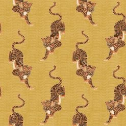 Ashton And Barrow Tibetan Tiger Luxury Patterned Wallpaper - Mustard Yellow (10.5m Length)