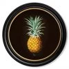 Ashton And Barrow Vintage Pineapple Illustration C.1812 - On Black With Round Black & Gold Glass-Frame