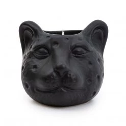 Ashton And Barrow Lux Ceramic Leopard Head Candle - Midnight Pomegranate Scent - Matt Black NEW IN!