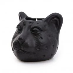 Ashton And Barrow Lux Ceramic Leopard Head Candle - Midnight Pomegranate Scent - Matt Black NEW IN!