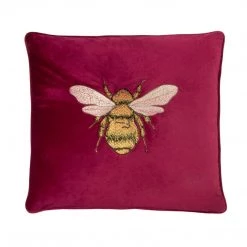 Ashton And Barrow Pink Velvet Bumble Bee Cushion (50x50cm)
