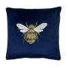 Ashton And Barrow Soft Furnishings Blue Velvet Bumble Bee Cushion (50x50cm)