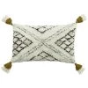 Ashton And Barrow Soft Furnishings White & Moss Deep-Pile Persian Style Tassel Feather Cushion (30x50cm)