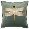 Malini Lavish Dragonfly Velvet Feather Cushion (43x43) - Green & Copper Foil NEW IN!