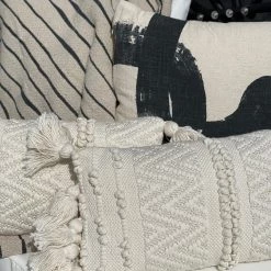 Bloomingville Soft Furnishings Black & White Boho Art Print Cushion (40x40cm)