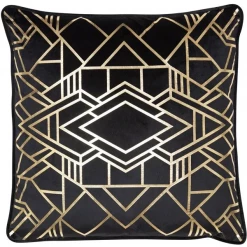 Malini LUX Geometric Gatsby Cushion - Black & Gold - Paul Moneypenny (45x45)