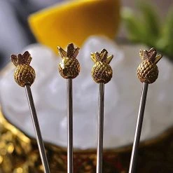 Talking Tables Bar & Kitchen Posh Pineapple Party Drink Stirrers Gold & Silver (19cm) - Party