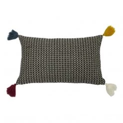 Ashton And Barrow Monochrome Chevron Feather Scatter Cushion With Coloured Tassels (30x50cm) Soft Furnishings