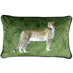 Ashton And Barrow Soft Furnishings Jungle Green Cheetah Cushion (30x50cm)