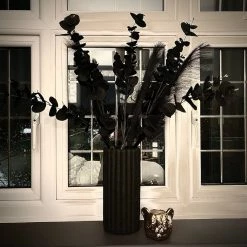 Ashton And Barrow NEW IN! Matte Black Ribbed Display Vase - 32cm