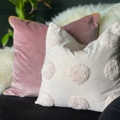 Ashton And Barrow Soft Furnishings Pink Velvet Cushion With Gold Piping (55x55cm)