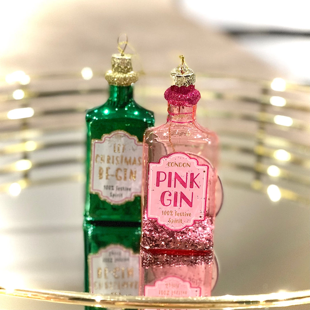 Sass & Belle Green Gin Bottle | Luxury Glass Christmas Bauble Tree Decoration 2 Sass & Belle Green Gin Bottle | Luxury Glass Christmas Bauble Tree Decoration