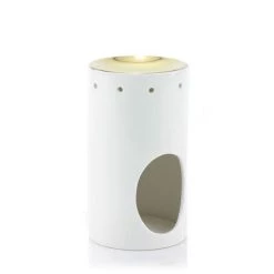 Ashleigh & Burwood Ceramic Oil Burner Tower - White & Gold Burners & Essential Oils
