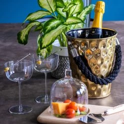 Ashton And Barrow Bar & Kitchen Luxury Gold Hammered Effect Wine Cooler / Ice Bucket