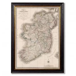 Ashton And Barrow Art & Prints Vintage Map Of Ireland C.1838 - Rectangular Glass-Framed Print