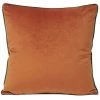 Ashton And Barrow Soft Furnishings Velvet Pumpkin Orange Feather Cushion With Mocha Piping (55x55cm)
