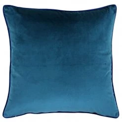 Ashton And Barrow Velvet Teal Feather Cushion With Navy Piping (55x55cm) Soft Furnishings
